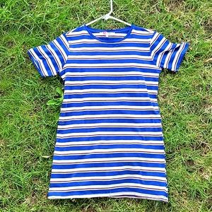 Blue Stripe Round NeckCotton Short Sleeve T-Shirt S size